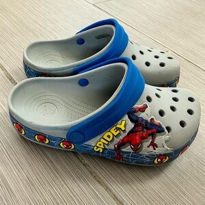 Boys size 2 Spiderman Crocs.